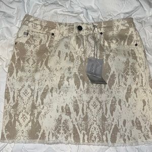 White and Tan snakeskin Jean skirt